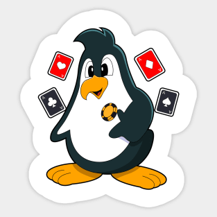 Penguin at Poker with Poker cards Sticker